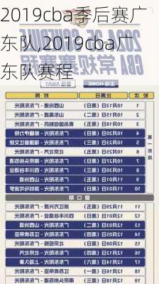 2019cba季后赛广东队,2019cba广东队赛程