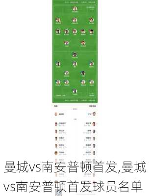 曼城vs南安普顿首发,曼城vs南安普顿首发球员名单