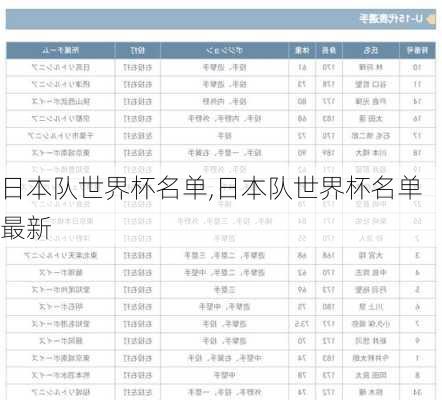 日本队世界杯名单,日本队世界杯名单最新