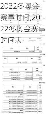 2022冬奥会赛事时间,2022冬奥会赛事时间表