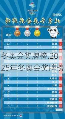 冬奥会奖牌榜,2025年冬奥会奖牌榜