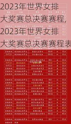 2023年世界女排大奖赛总决赛赛程,2023年世界女排大奖赛总决赛赛程表