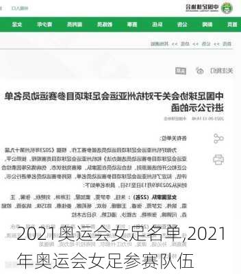 2021奥运会女足名单,2021年奥运会女足参赛队伍