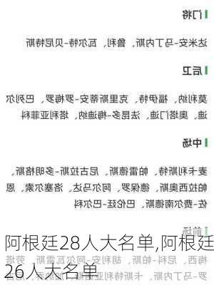 阿根廷28人大名单,阿根廷26人大名单