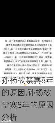 孙杨被禁赛8年的原因,孙杨被禁赛8年的原因分析