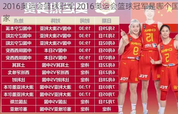 2016奥运会篮球冠军,2016奥运会篮球冠军是哪个国家