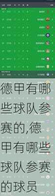 德甲有哪些球队参赛的,德甲有哪些球队参赛的球员