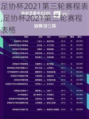 足协杯2021第三轮赛程表,足协杯2021第三轮赛程表格