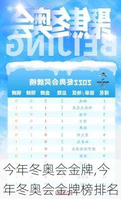 今年冬奥会金牌,今年冬奥会金牌榜排名