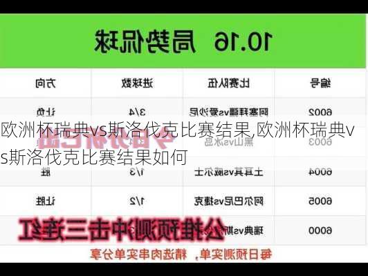 欧洲杯瑞典vs斯洛伐克比赛结果,欧洲杯瑞典vs斯洛伐克比赛结果如何