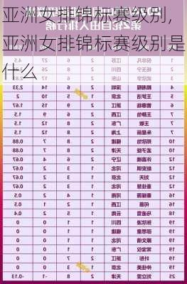 亚洲女排锦标赛级别,亚洲女排锦标赛级别是什么