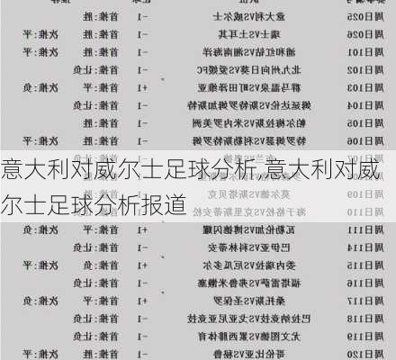 意大利对威尔士足球分析,意大利对威尔士足球分析报道