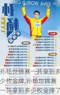 孙杨世锦赛一共拿到多少枚金牌,孙杨世锦赛一共拿到多少枚金牌了