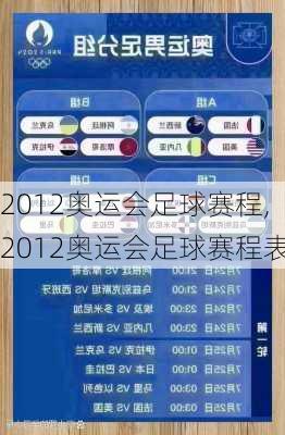 2012奥运会足球赛程,2012奥运会足球赛程表
