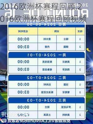 2016欧洲杯赛程回顾,2016欧洲杯赛程回顾视频