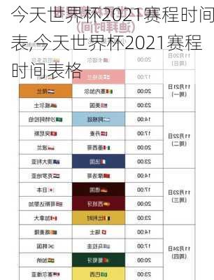 今天世界杯2021赛程时间表,今天世界杯2021赛程时间表格