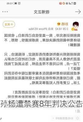 孙杨遭禁赛8年判决公告,