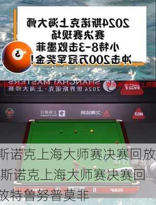 斯诺克上海大师赛决赛回放,斯诺克上海大师赛决赛回放特鲁努普莫非