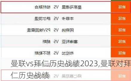 曼联vs拜仁历史战绩2023,曼联对拜仁历史战绩
