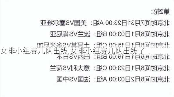 女排小组赛几队出线,女排小组赛几队出线了