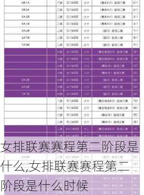 女排联赛赛程第二阶段是什么,女排联赛赛程第二阶段是什么时候