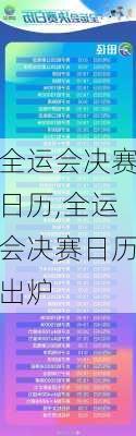 全运会决赛日历,全运会决赛日历出炉