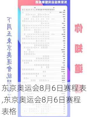 东京奥运会8月6日赛程表,东京奥运会8月6日赛程表格