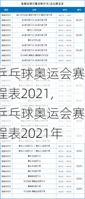 乒乓球奥运会赛程表2021,乒乓球奥运会赛程表2021年