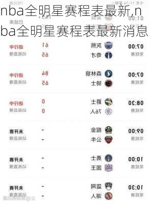 nba全明星赛程表最新,nba全明星赛程表最新消息