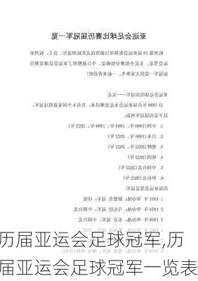 历届亚运会足球冠军,历届亚运会足球冠军一览表