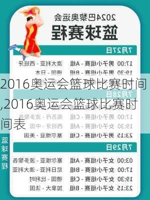 2016奥运会篮球比赛时间,2016奥运会篮球比赛时间表