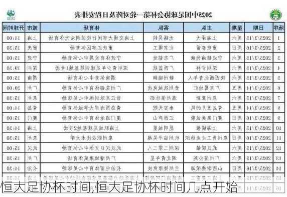 恒大足协杯时间,恒大足协杯时间几点开始