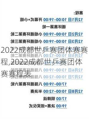 2022成都世乒赛团体赛赛程,2022成都世乒赛团体赛赛程表