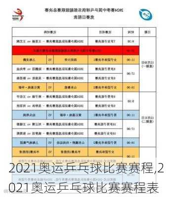 2021奥运乒乓球比赛赛程,2021奥运乒乓球比赛赛程表