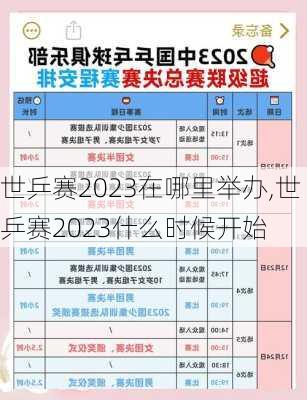 世乒赛2023在哪里举办,世乒赛2023什么时候开始