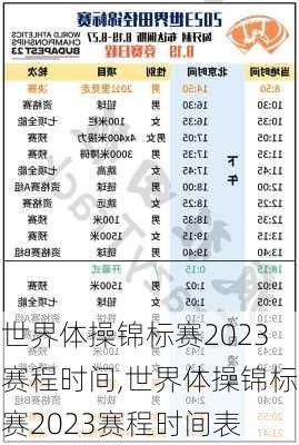 世界体操锦标赛2023赛程时间,世界体操锦标赛2023赛程时间表