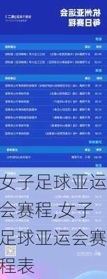 女子足球亚运会赛程,女子足球亚运会赛程表