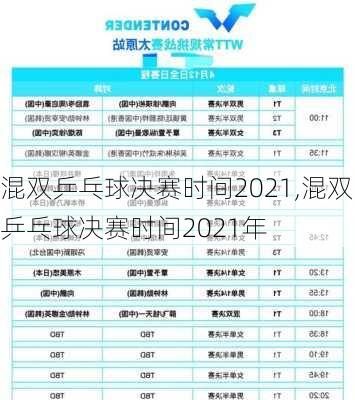 混双乒乓球决赛时间2021,混双乒乓球决赛时间2021年