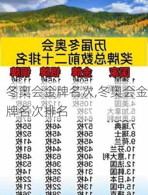 冬奥会金牌名次,冬奥会金牌名次排名