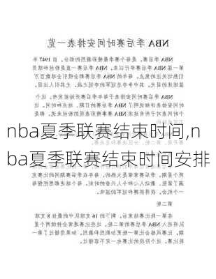 nba夏季联赛结束时间,nba夏季联赛结束时间安排