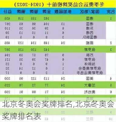 北京冬奥会奖牌排名,北京冬奥会奖牌排名表