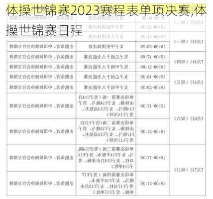 体操世锦赛2023赛程表单项决赛,体操世锦赛日程