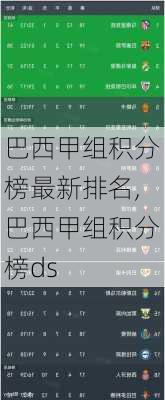 巴西甲组积分榜最新排名,巴西甲组积分榜ds