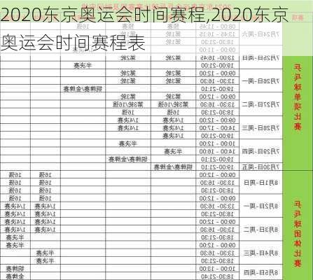 2020东京奥运会时间赛程,2020东京奥运会时间赛程表