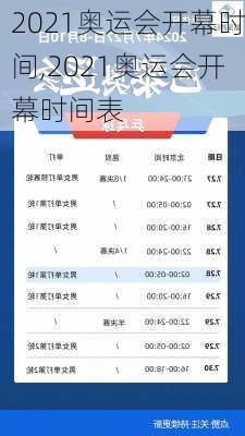 2021奥运会开幕时间,2021奥运会开幕时间表