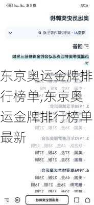 东京奥运金牌排行榜单,东京奥运金牌排行榜单最新