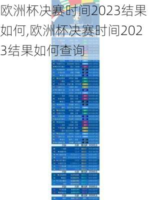 欧洲杯决赛时间2023结果如何,欧洲杯决赛时间2023结果如何查询