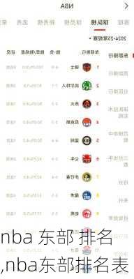 nba 东部 排名,nba东部排名表