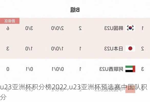 u23亚洲杯积分榜2022,u23亚洲杯预选赛中国队积分