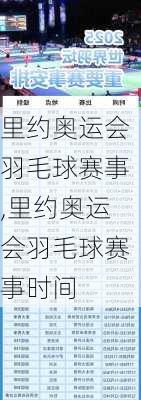 里约奥运会羽毛球赛事,里约奥运会羽毛球赛事时间